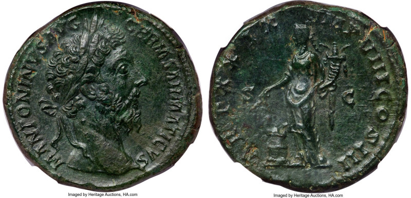 Marcus Aurelius, as Augustus (AD 161-180). AE sestertius (31mm, 23.88 gm, 6h). N...