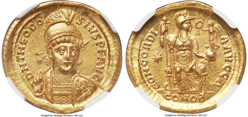 Theodosius II, Eastern Roman Empire (AD 402-450). AV solidus (21mm, 4.45 gm, 6h)...