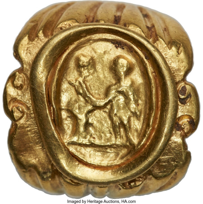 ANTIQUITIES. Roman Imperial. Ca. 3rd-4th centuries AD. Gold "Wedding" ring (20mm...