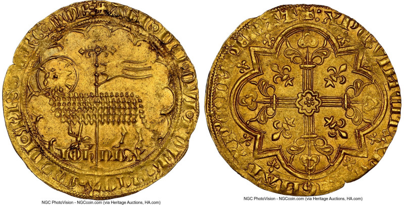 Brabant. Jeanne & Wenceslas gold Mouton d'Or ND (1355-1383) MS62 NGC, Vilvorde m...