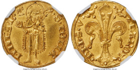 Viennois. Charles I, as Dauphin gold Florin d'Or ND (1349-1364) MS61 NGC, Fr-247, Dup-2451A. 3.37gm. 2nd Emission. +KAROL | DPhS • V, stylized lily / ...