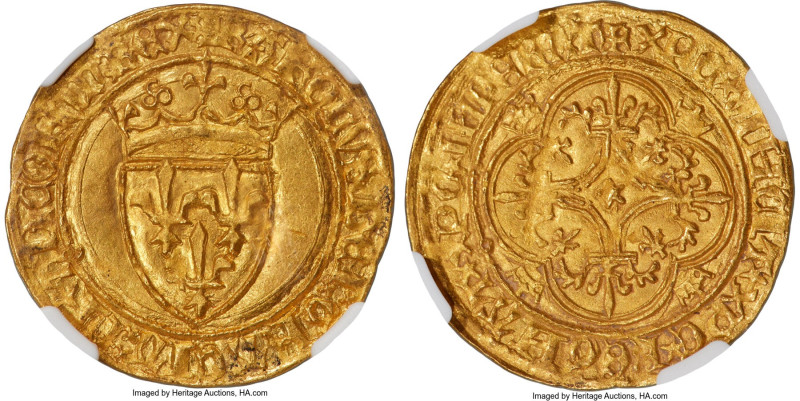 Charles VI (1380-1422) gold Ecu d'Or a la couronne ND (from 1411) MS65 NGC, Sain...