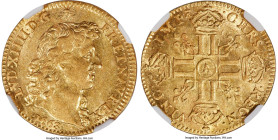 Louis XIV gold Louis d'Or 1668-A AU58 NGC, Paris mint, KM219.1, Gad-246. Plain head. Residual brilliance abounds this near-Mint State survivor, whose ...
