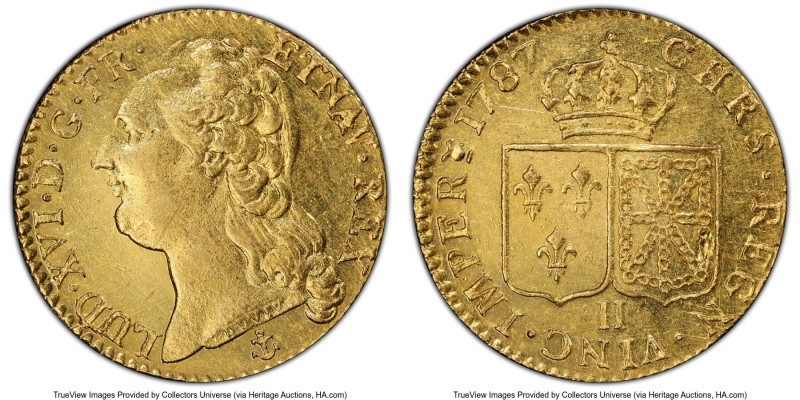 Louis XVI gold Louis d'Or 1787-H MS62 PCGS, La Rochelle mint, KM591.6, Gad-361. ...