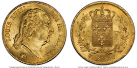 Louis XVIII gold 40 Francs 1818-W MS63 PCGS, Lille mint, KM713.6, Gad-1092, F-542. A lustrous, canary-yellow representative of this plentiful type tha...