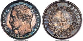 Napoleon III Proof Franc 1852-A PR63 NGC, Paris mint, KM772. An absolutely stunning representative of the type, whose Choice appearances are fully ele...