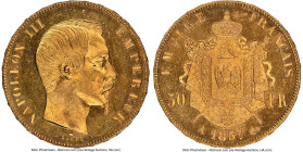 Napoleon III gold 50 Francs 1857-A MS64 NGC, Paris mint, KM785.1, Gad-1111, F-547. Lustrous bar brass veils this highly collectable piece with shimmer...