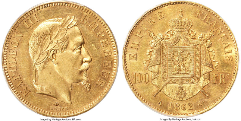 Napoleon III gold 100 Francs 1862-A MS61 PCGS, Paris mint, KM802.1, Fr-551, Gad-...