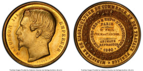 Napoleon III gold Specimen "Concours Agriculture" Medal ND (1854-1860) SP62 PCGS, 34mm. 25.01gm. By A. Caqué. NAPOLEON III EMPEREUR Bare head left // ...