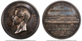 Napoleon III silver Specimen "Paris-Brest Western Railway" Medal 1855 SP63 PCGS, Divo-285. 77mm. By A. Bovy. A hefty silver medal with ultra high-reli...