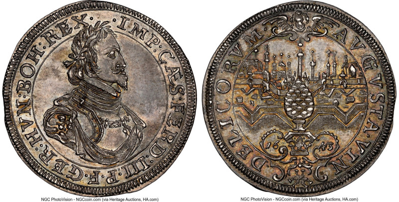 Augsburg. Free City 1/2 Taler 1643 MS64 NGC, KM79. A type that hardly ever surfa...