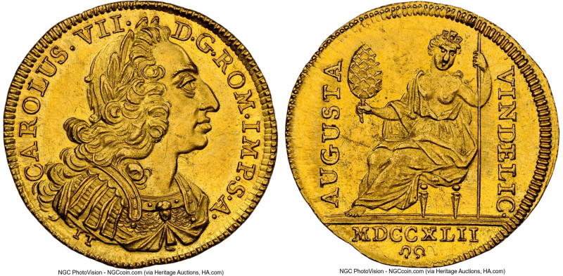 Augsburg. Free City gold Ducat 1742-IT MS63 NGC, KM147, Fr-94. With the portrait...