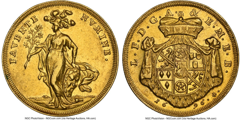 Bamberg. Lothar Franz von Schönborn gold 2 Ducats 1696 AU55 NGC, KM94 (rare), Fr...