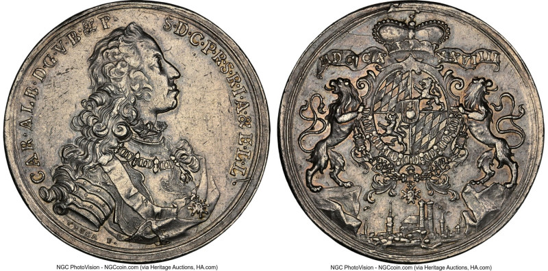 Bavaria. Karl Albert silver Medal 1739-Dated AU53 NGC, Witt-1868. 48mm, 60.34g (...