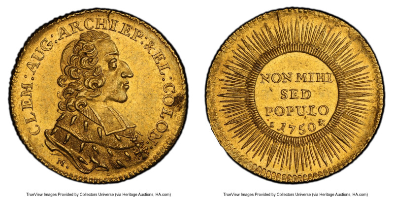 Cologne. Clemens August von Bayern gold Ducat 1750-M MS63 PCGS, Bonn mint, KM147...