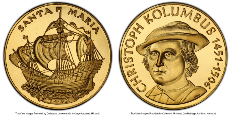 Republic gold Specimen "Christopher Columbus - Santa Maria" Medal ND (20th Centu...