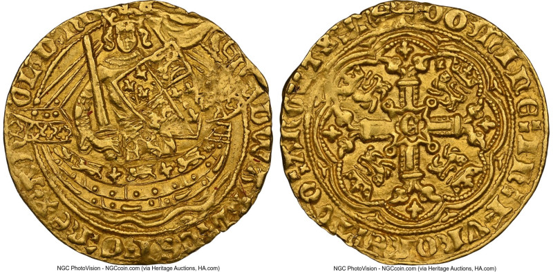 Edward III (1327-1377) gold 1/2 Noble ND (1361) MS61 NGC, Tower mint, S-1500, N-...