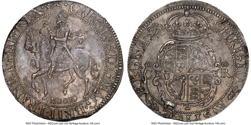 Charles I 1/2 Crown ND (1643-1644) MS63+ NGC, York mint, S-2868, N-2314. 14.46gm...