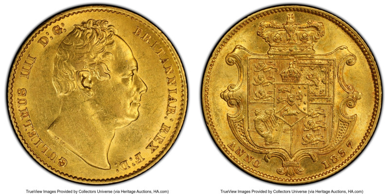 William IV gold Sovereign 1837 AU58 PCGS, KM717, S-3829B. Minimally handled, thi...