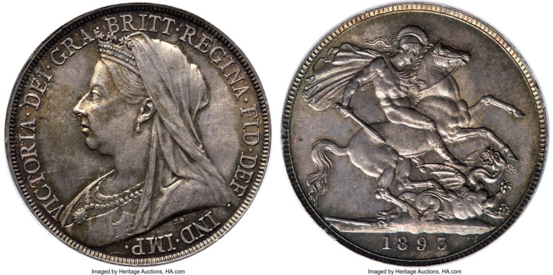 Victoria Crown 1893 MS65 PCGS, KM783, S-3937, LVI edge. An irrefutable Gem decor...