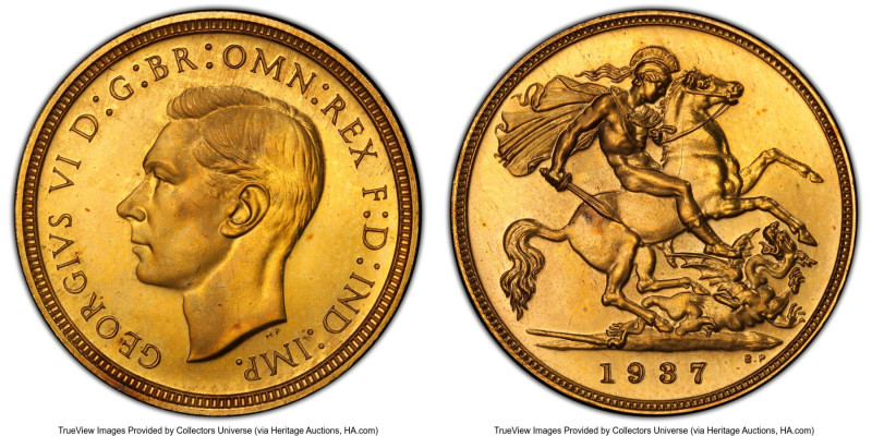 George VI gold Proof 1/2 Sovereign 1937 PR65 PCGS, KM858, S-4077. A few scattere...