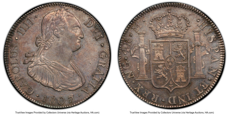 Charles IV 4 Reales 1807 NG-M MS62 PCGS, Nueva Guatemala mint, KM52, Cal-749. Fi...