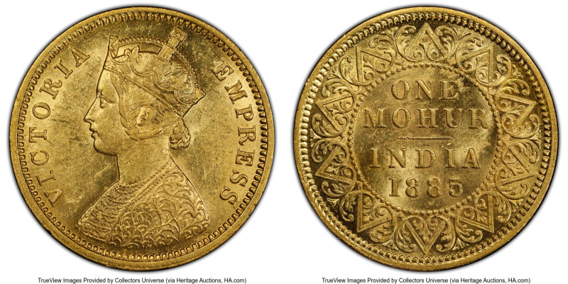 British India. Victoria gold Mohur 1885-(c) MS62 PCGS, Calcutta mint, KM496, Fr-...