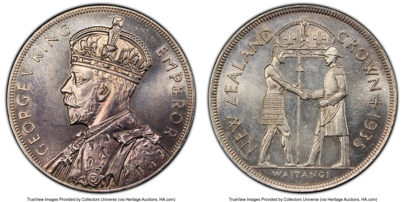 George V Proof "Waitangi" Crown 1935 PR63 PCGS, KM6, Dav-433. Mintage: 468. A po...