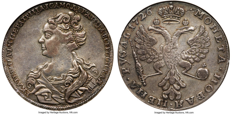 Catherine I Rouble 1726 XF45 NGC, Moscow mint, KM168, Bit-23. A wholesome, choic...