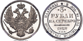 Nicholas I Proof 3 Roubles 1828-CПБ PR63 Cameo NGC, St. Petersburg mint, KM-C177, Bit-73 (R1). A luminous specimen and one we only seldom handle in Pr...