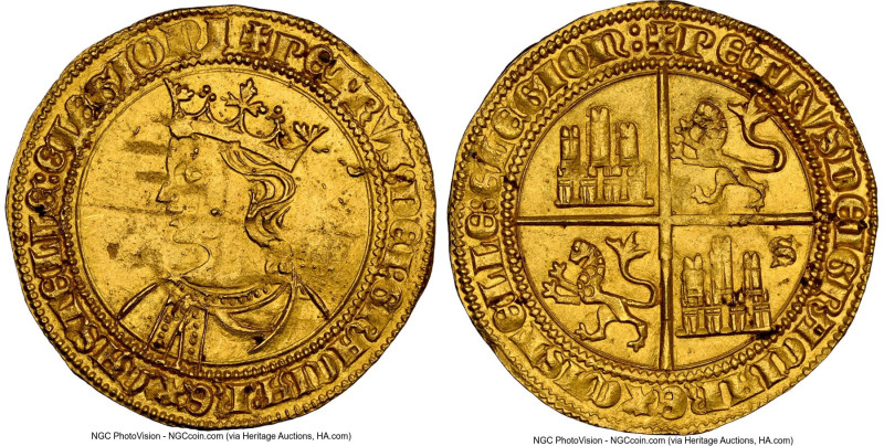 Castile & León. Pedro I gold Dobla of 35 Maravedis ND (1350-1369) MS62 NGC, Sevi...