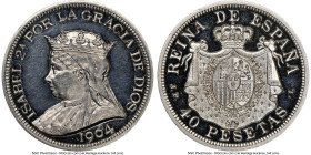 Isabel II Proof Fantasy 40 Pesetas 1904 JP-L PR62 Cameo NGC, London mint, KM-X15, Cal-Unl., O'Connor-Unl. 12.95gm. 26mm. Presumably produced by John P...