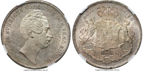 Oscar I Riksdaler Specie 1846-AG MS61 NGC, Stockholm mint, KM667, Dav-354. Small date, "GOTH." (with period) type. A light but luminant pearl-gray pat...