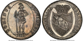 Bern. Canton 4 Franken 1835 MS64 NGC, KM199, HMZ-2-230. A terrific Bern "Neutaler" occupying the upper echelons of the NGC census. This offering displ...