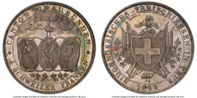 Graubunden. Canton "Chur Shooting Festival" 4 Franken 1842 MS64 PCGS, Munich mint, KM17, Dav-372, Richter-836a. Boasting a particularly captivating ob...