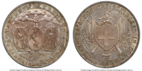 Graubunden. Canton "Chur Shooting Festival" 4 Franken 1842 MS64 PCGS, Munich mint, KM17, Dav-372, Richter-836a. An advanced specimen from this coveted...