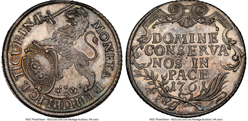 Zurich. Canton Taler 1761/0 MS64+ NGC, KM150, Dav-1789, HMZ-2-1164yy. A spectacu...