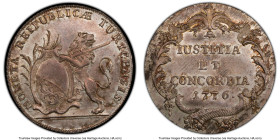 Zurich. Canton Taler 1776 MS62 PCGS, KM163, Dav-1794, HMZ-2-­1164fff. Draped in a rather thick but appreciable envelope-style patina featuring pewter,...