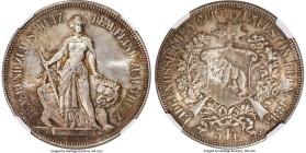 Confederation "Bern Shooting Festival" 5 Francs 1885 MS67 NGC, Bern mint, KM-XS17, Richter-193. Another top-tier design creation from the visually sup...