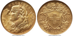 Confederation gold 20 Francs 1926-B MS67 NGC, Bern mint, KM35.1, Fr-499. An impressive Superb Gem "Vreneli" offering, rarely seen this nice. HID098012...
