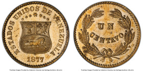 Republic Centavo 1877-(p) MS62 PCGS, Philadelphia mint, KM-Y25. Scarcer of the two-year type. The uncirculated surfaces reveal spot toning that does n...