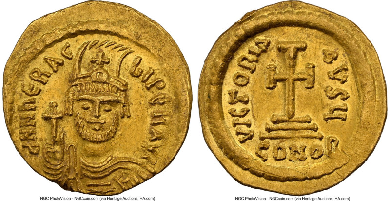 Heraclius (AD 610-641). AV solidus (20mm, 4.43 gm, 7h). NGC Choice AU 5/5 - 2/5,...