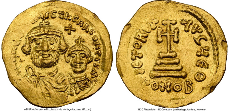 Heraclius and Heraclius Constantine (AD 613-641). AV solidus (20mm, 4.39 gm, 6h)...