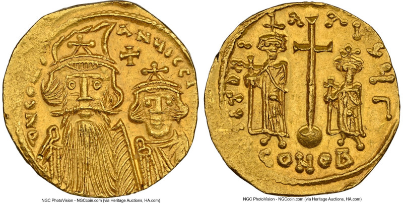 Constans II Pogonatus and Constantine IV (AD 654-668), with Heraclius and Tiberi...