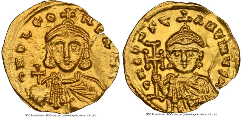 Leo III the Isaurian (AD 717-741), and Constantine V. AV tremissis (17mm, 1.45 g...