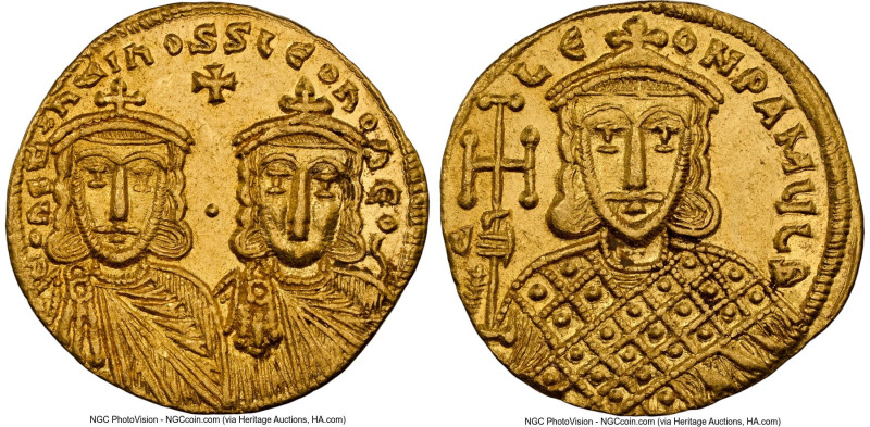 Constantine V Copronymus (AD 740/1-775), with Leo IV. AV solidus (21mm, 4.44 gm,...