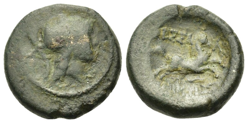 Macedon, Thessalonica, c. 187-31 BC. Æ (20mm, 7.80g). Helmeted head of Athena r....