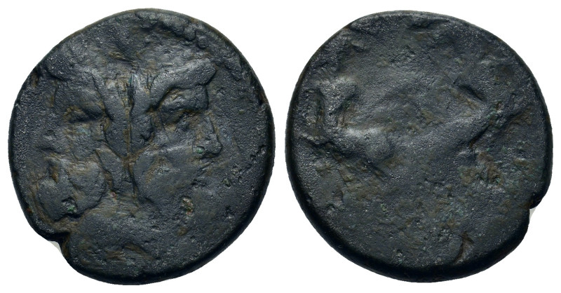 Macedon, Thessalonica, c. 168-166 BC. Æ (21mm, 7.40g). Janiform male head. R/ Tw...