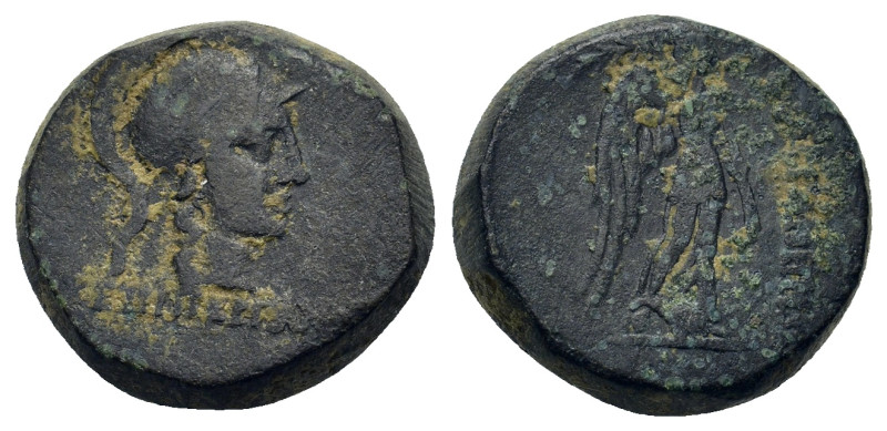 Mysia, Pergamon, c. 133-27 BC. Æ (20mm, 10.6g). Helmeted head of Athena r. R/ Ni...