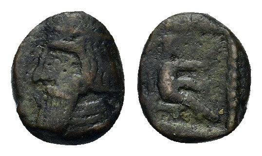 Kings of Parthia. Gotarzes II (44-51). Æ (9,2mm, 1.3g). Ekbatana. Diademed bust ...